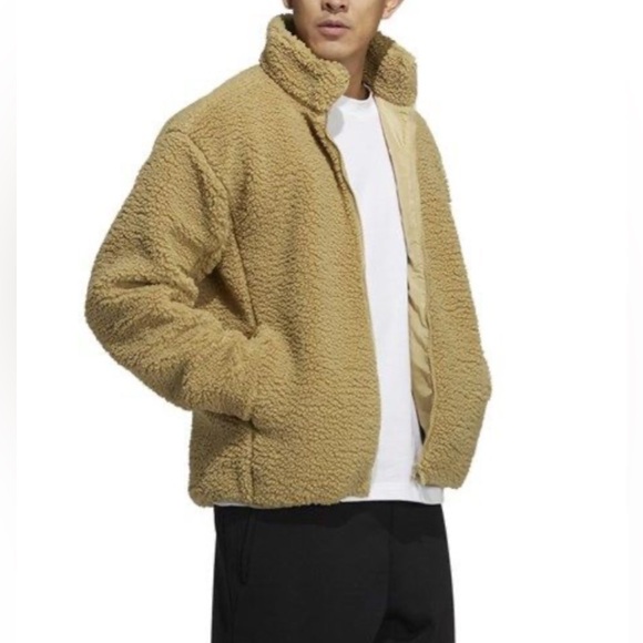 NWT - Adidas Adult Sherpa/Teddy Fleece Zip Jacket - Men M/Women L - Picture 3 of 11